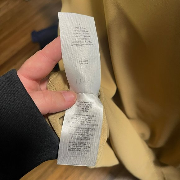 LYSSE New York Windsor Camel Mixed Media Chiffon Overlay Tunic Top Women Size L - Picture 14 of 16